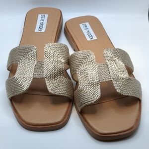 Steve Madden Hadyn Metallic Woven Slide Sandals